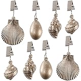 ZEAYEA 8 PCS Tablecloth Weights, Sea Shell Table Cover Weights, Tablecloth Clips Hangers for Indoor Outdoor, Nautical Style, Brown Color, Perfect for Picnic Family Dinner Table Decoration