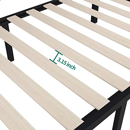 Yitahome 14 Inch Platform Bed Frame, Wood Slats Support Reinforced Mattress Foundation 550 Lbs, Heavy Duty No Box Spring Needed, Black, Twin Size #TOP5
