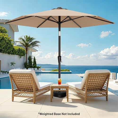 AreShark 10 FT Patio Umbrella for Outdoor, Outdoor Table Umbrella with Push Button Tilt and Crank, Outdoor Patio Umbrellas with 6 Sturdy Ribs, Patio Umbrellas for Market, Garden, P image 3
