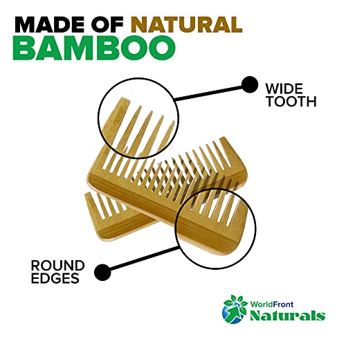 Worldfront Naturals Natural Large Bamboo Wooden Hair Comb - Eco-Friendly #TOP2