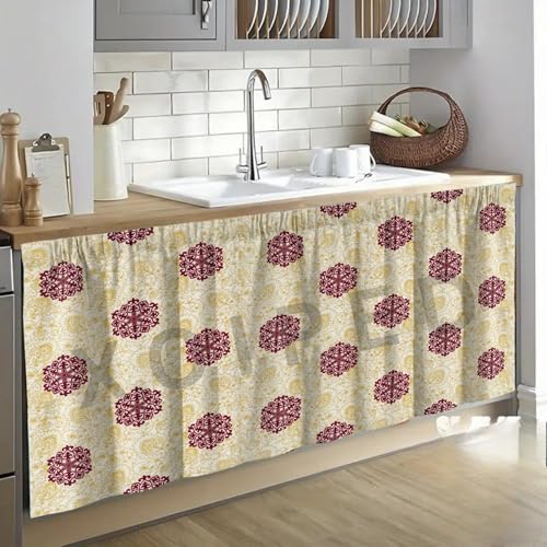 Image of Multipurpose Kitchen Sink Curtain | Under Sink Cabinet Cover Curtain | Waterproof Printed Kitchen Sink Curtain | Home & Kitchen Decor Curtain (SHATKON, Pack of 1)
