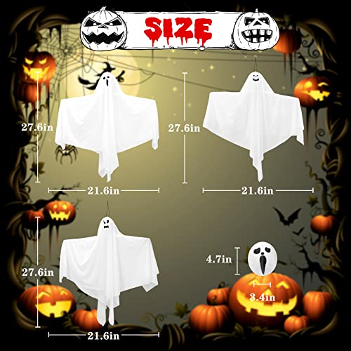 6 Pack Halloween Hanging Ghosts, 27.6 Inch Flying Ghost For Halloween Outdoor Decorations Front Yard Porch Patio Lawn Garden Trees Party Décor And Holiday Decorations #TOP1