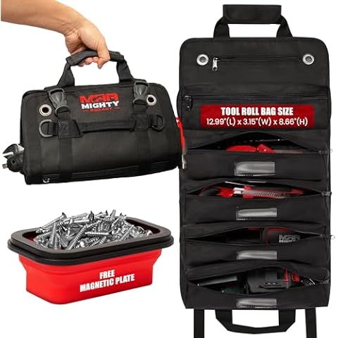 Mighty Red Ant Tool Roll with Magnetic Tray Cover
