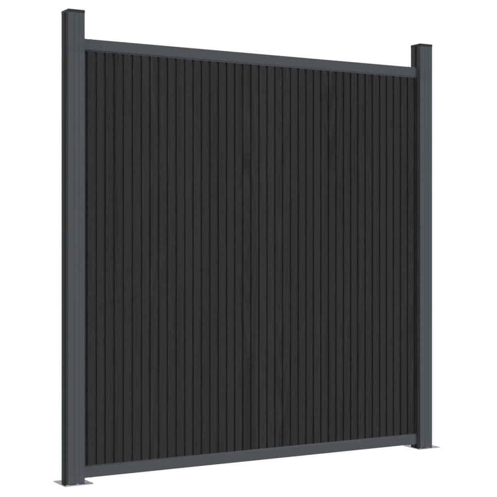 Panel de valla gris 872 x 186 cm WPC, juego de paneles para valla de jardín, material WPC robusto y duradero, sistema modular con opciones de montaje flexibles, componentes de aluminio y acero