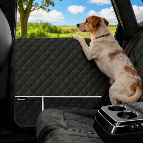 Niuartu Dog Car Door Protector 2 Pcs PU Leather Pet Car Door Cover Waterproof & Scratch Resistant Dog Car Door Guard with Insert Flap Secure Fixation for SUV Truck Sedan