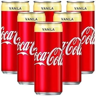 Coca colas Vanilla Flavoured Carbonated Soft Drink, 320ml X 6 Cans (Imported)