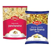 Bikaji Kaju Badam Laccha 350g & Tana-Bana Khatta Meetha 400g Combo | Authentic Indian Namkeen Pack | Crunchy Tea-Time Snack, Bar & Party Mix | Nutty & Sweet Munchies for Sharing & Everyday Snack