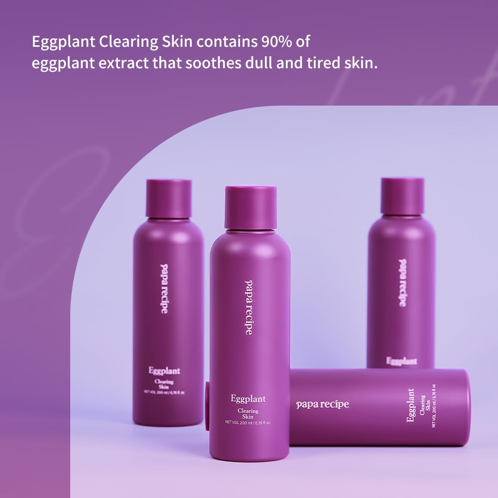 Papa Recipe Eggplant Clearing Skin, Moisturizing Hydrating Face Toner for Dry & Combination Skin, Korean Skincare 200ml 6.76fl oz