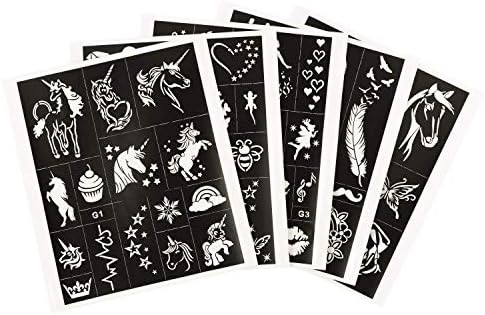 Ingala PREMIUM Glitter Tattoo Kit for Girls | Unique Professional Glitter Tattoos for Kids and Adults | 74 Amazing Glitter Tattoo Stencils | 2 XL (15ml) Glitter Tattoo Glue