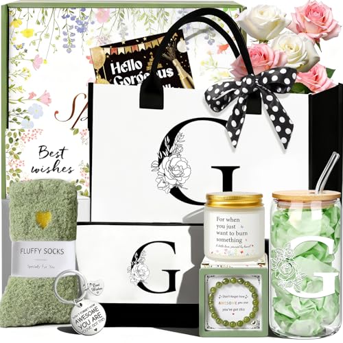 Awfrky Birthday Gifts for Women, Personalized Christmas Gift for Women, Monogrammed Initial Gift for Her Mom Grandma Teacher Wife Friend Daughter Sister Girlfriend, Get Well Thank you Gifts (G)