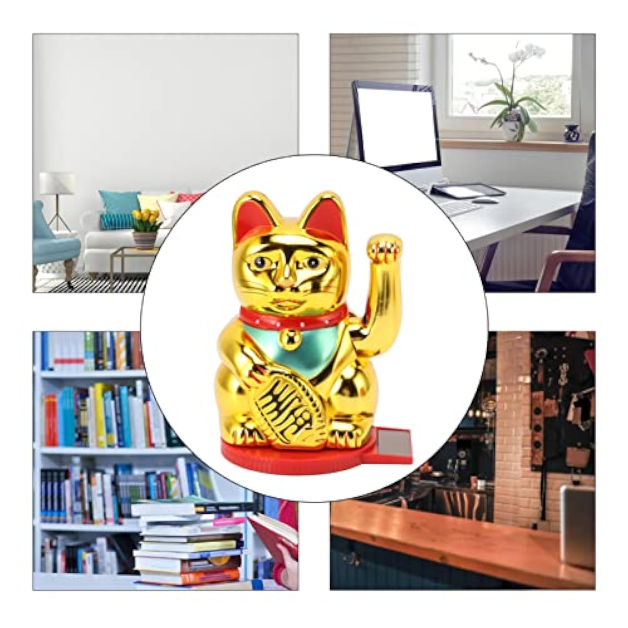 Solar Fortune Cat, Rotating Base Lucky Money Cat