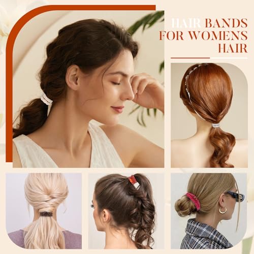 Image of FORENEE Braided Hair Ties No Damage, 10 Pcs Soft Plush Hair Bands for Women's Hair, Bracelet Hair Elastics & Ponytail Holders for Thick Hair - Ember Glow