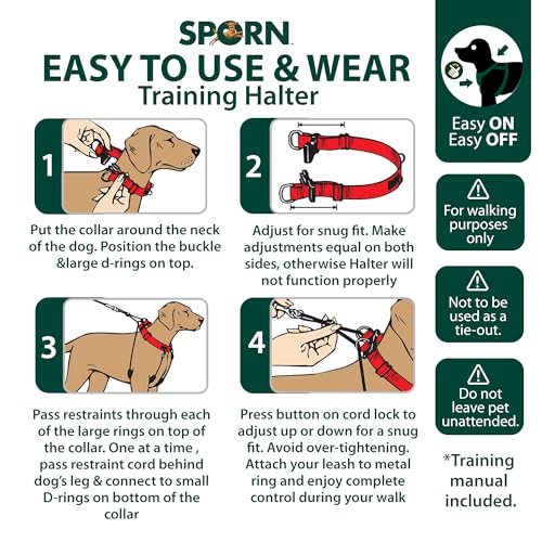 Sporn Original Training Halter, No Pull Harness Medium Size Dog with Blue Padded Sherpa Sleeves, Breathable No Pull Dog Harness Medium Sized Dog, Provides to All Medium Sized Breeds - Thumbnail 5