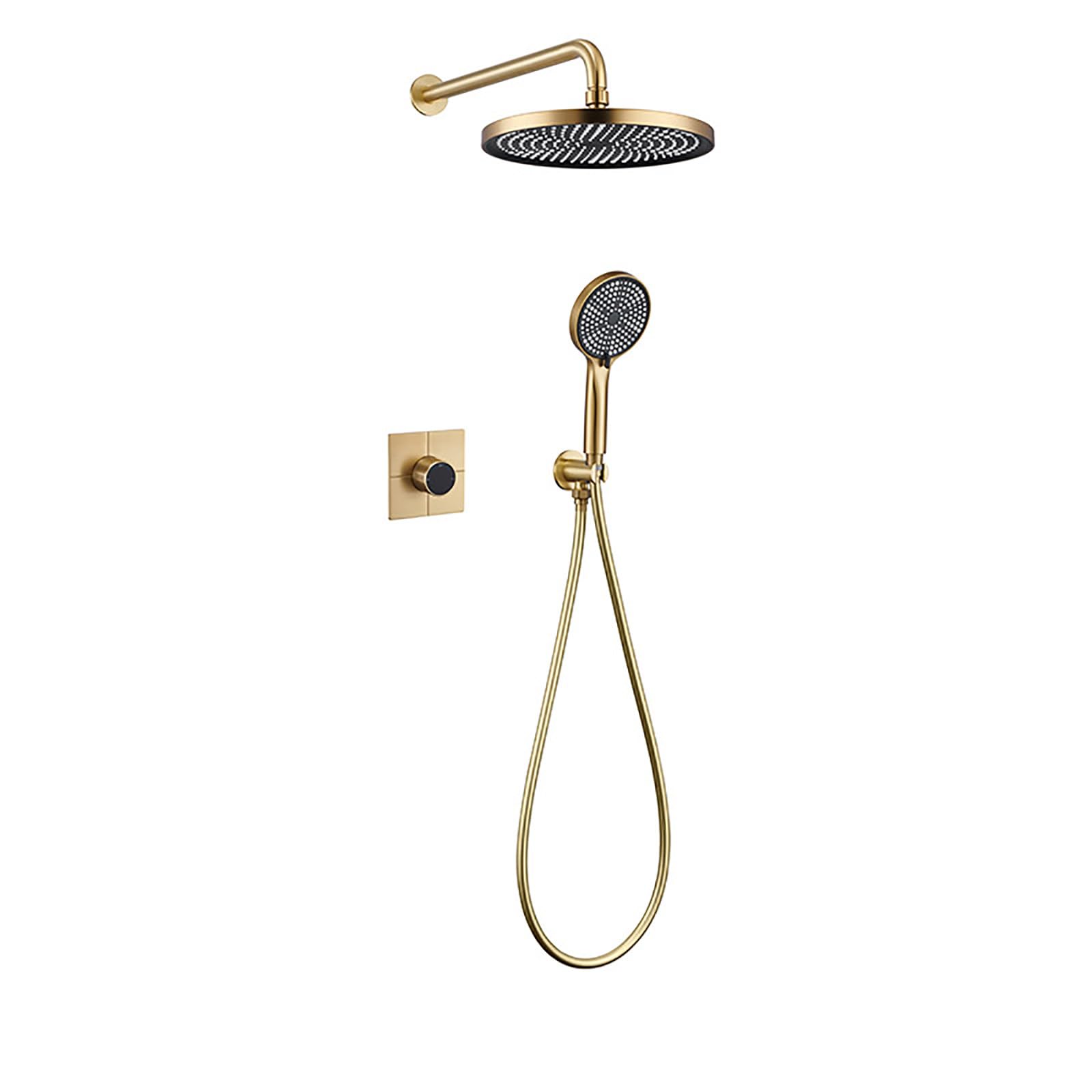 Système de Douche de Luxe en Noir Mat avec Mitigeur Encastré de Haute Qualité
