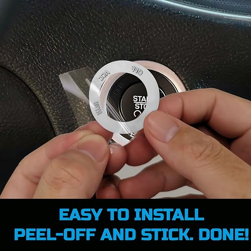 Image of TOOLEPIC Push Start Button Cover for Dodge Challenger Charger Durango Chrysler Journey Ram Accessories 2015-2024, Engine Start Stop Ignition Switch Kit -Angry Shark Design-Crazy Blue Custom Fit
