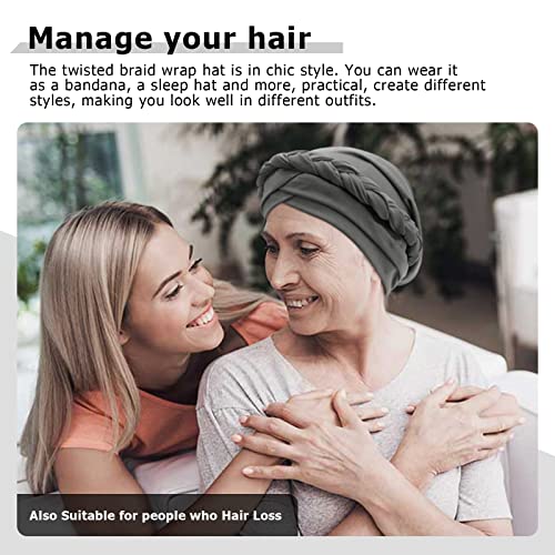 Image of DRESHOW Turban Pre-Tied Twisted Hat Thread African Head Wraps for Black Women Chemo Cancer Cap Braid Hair Cover
