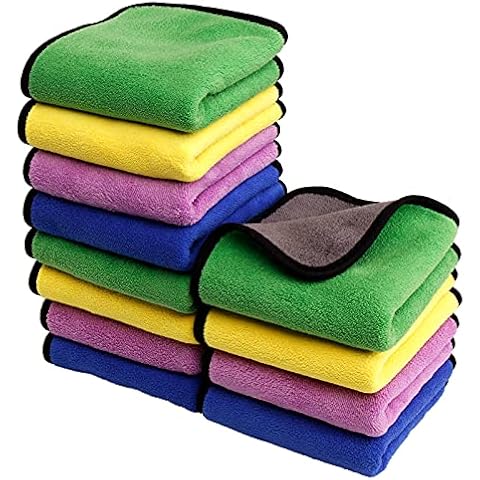 12pcs 15.7"x15.7" 600gsm Thickened Microfiber Cleaning Cloth,Super Absorbent Reusable Plush Auto Detailing Towels,Premium Microfiber Towels for Car Washing and Drying,Polishing, Wax Removal etc Cover