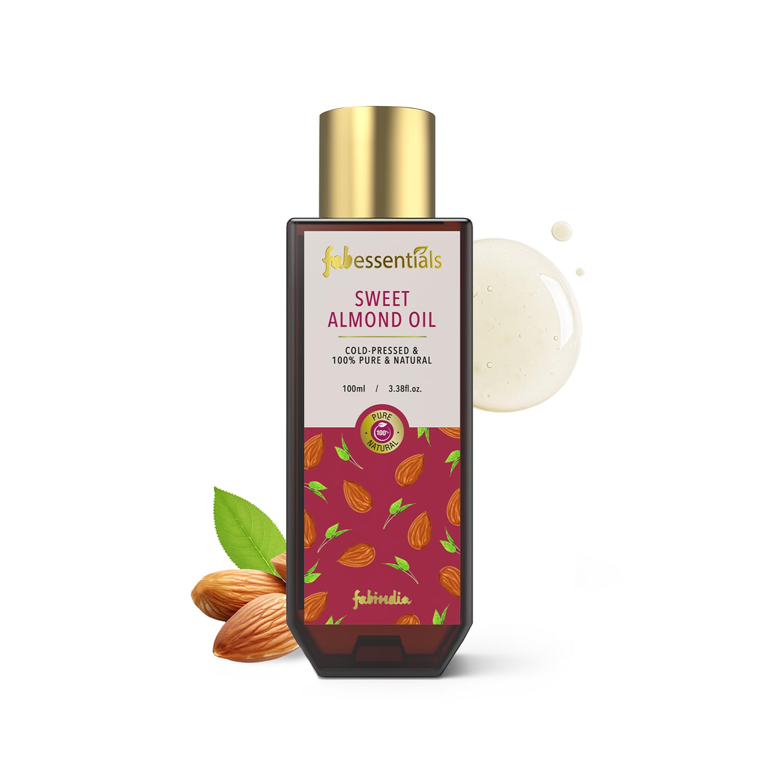 Fabessentials Sweet Almond Oil -100ml | Cold-Pressed & 100% Pure & Natural | Multipurpose oil for Body & Hair | Pure Cold Pressed Almond Oil for Hair and Skin | Almond Oil - 100 ml (B0C552S27V) Amazon Price History, Amazon Price Tracker