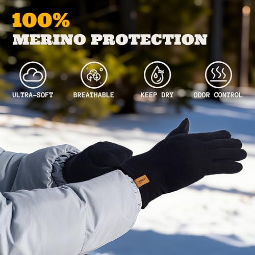 Image of ACUSHLA 100% Merino Wool Glove Liner Touchscreen Winter Light Ski Men Women | Soft;Lightweight as second skin;Breathable;Odor control;Keep fresh and warm;Machine washable;Quick dry;Stretchy;3 Season use