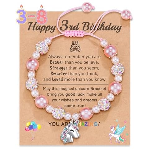 HGDEER Adjustable Unicorn Pearl Bracelet for Girls Cover