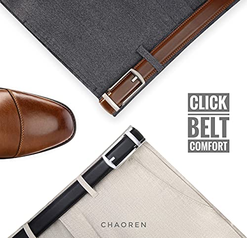 Image of CHAOREN Click Belt for Men 2 Pack - Mens Dress Belt 1 1 /4 inch in Packing Box - Design Belt Meet Almost Any Outfit and Occasion