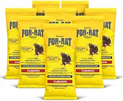 8 Sachês For-Rat Granulado 100g Raticida Isca Atrativa para Ratos Ratazanas e Camundongos