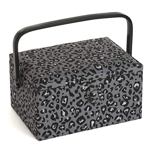 Medium Sewing Storage Box, Grey Leopard Cover