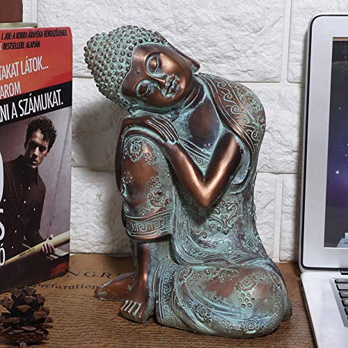 Tissting Statue Bouddha Bronze, Sculpture Bouddha en Résine Peinte à la Main Style Asie du...