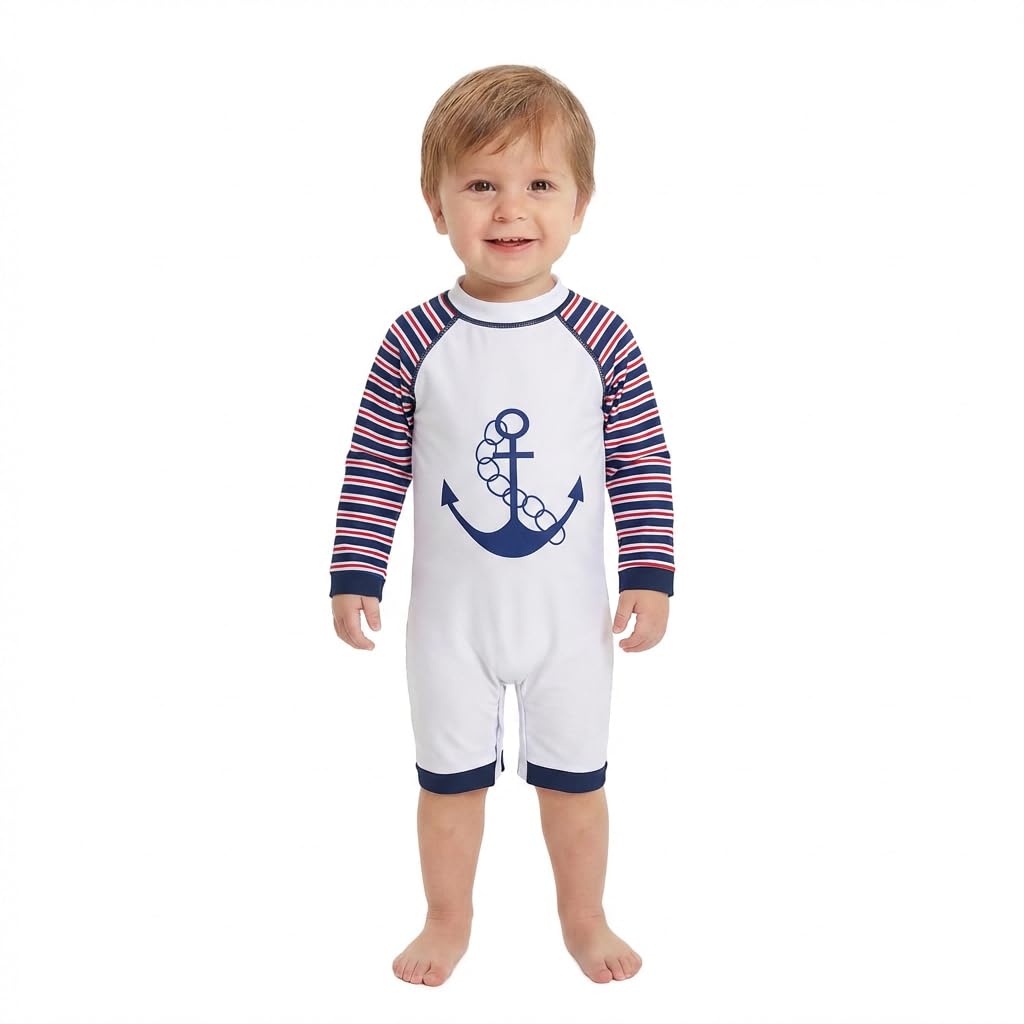 BONVERANO Baby Junge EIN stück 3/4 der ärmellänge UV-Schutz 50+ Badeanzug MIT Einem Reißverschluss…