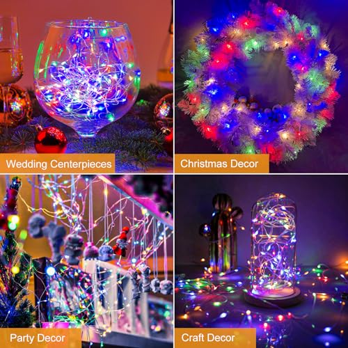 Image of btfarm 12 Pack Fairy Lights Battery Operated [3 Modes], 7ft 20 Led Twinkle Lights String Lights Waterproof Bulk Small Mini Silver Wire for Mason Jars Vases Wedding Table Centerpiece, Colorful