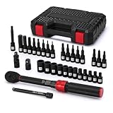 Mayouko 33 PCS 1/4" Drive Torque Wrench Set, 3-25 Nm, 72-Tooth, with Bit Sockets, Shallow Sockets, Extension, Universal Joint Socket and Adapter