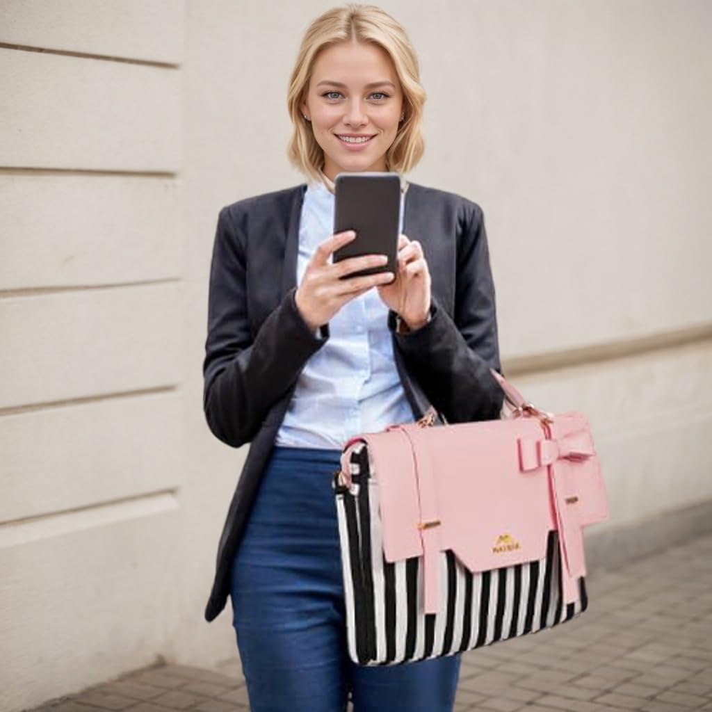 MATEIN Laptop Bag for Women 15.6 inch,Cute Messenger Shoulder Carrying Business Work Tote with RFID Pocket, Lightweight Computer Briefcase Sleeve Case,Lovely Gifts for Office and College,Pink