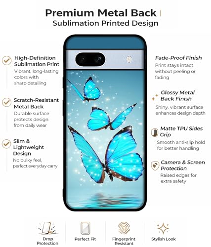 Image of Flying Butterflies Design Premium 2D Printed Metal Back Case Cover for Google Pixel 7A 5G, Multicolor