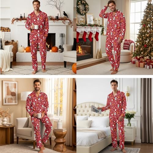 Couple Pajamas Couple Pjs Matching Sets Longsleeve Nightgown and Pajamas for Bedroom Holiday3