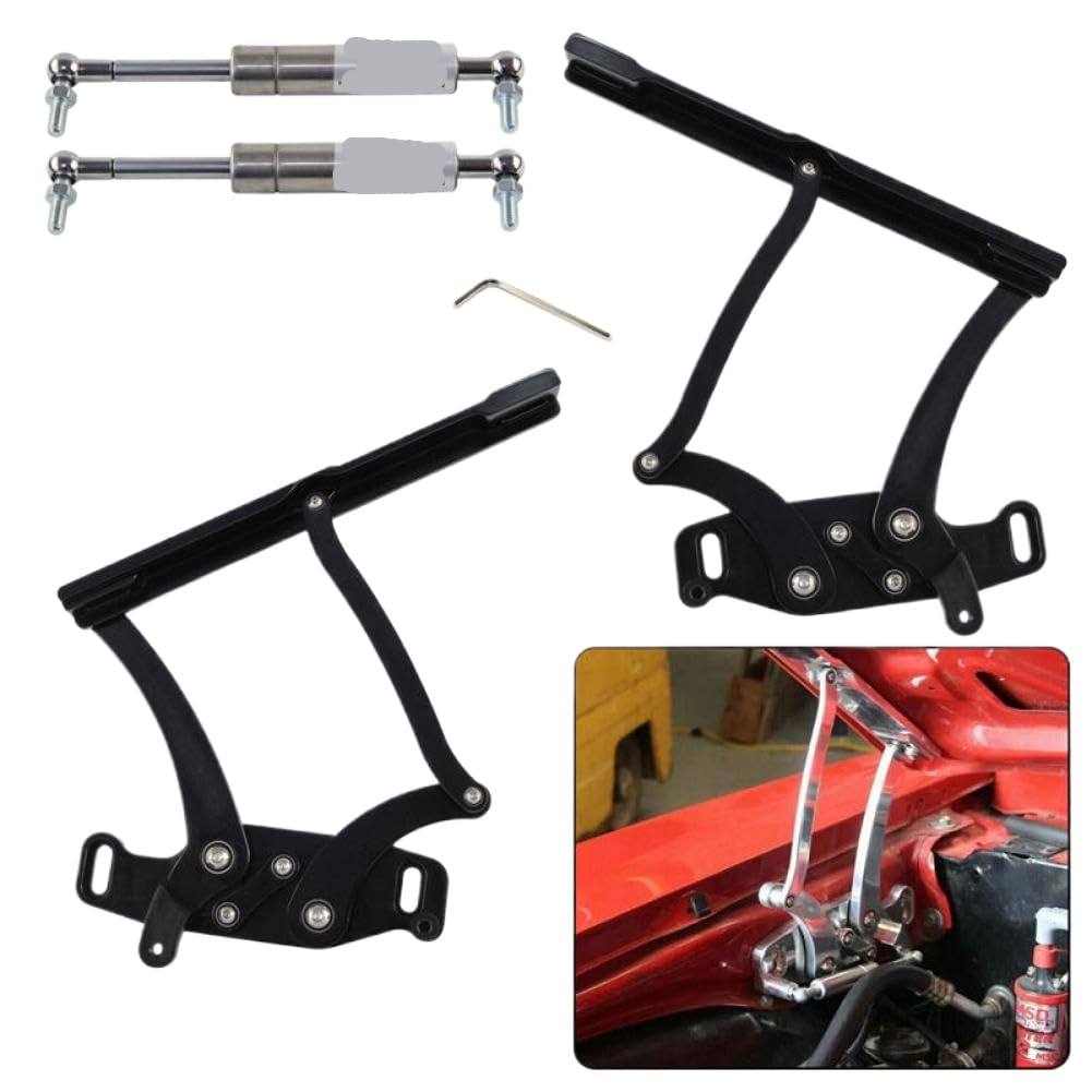 Jplhzvysu Onecolor Billet Hood Hinge Kit Pair Left And Right Side Compatible With 1967 1968 1969 Camaro Firebird V8 Engine Aluminum Anodized Black