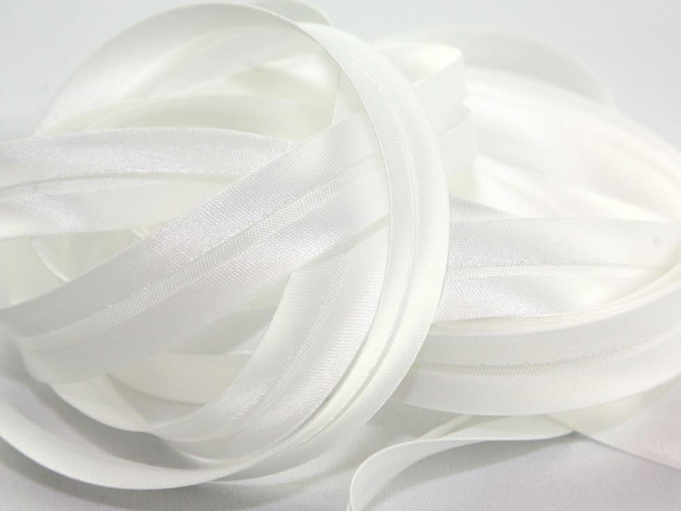 White Premium Satin Bias Binding Tape Suitable for Dressmaking - Sold per 25 metre roll