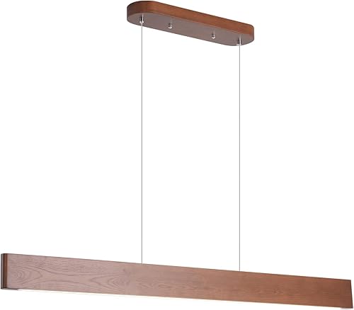 Miniatura 15 de Lámpara colgante lineal de 3 luces, lámpara para comedor, lámparas de araña LED modernas para sala de estar, lámpara de techo de madera regulable,