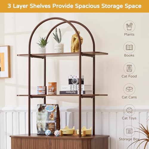 Image of 62 inch Sliding Door Hidden Cat Litter Box Enclosure with Shelves