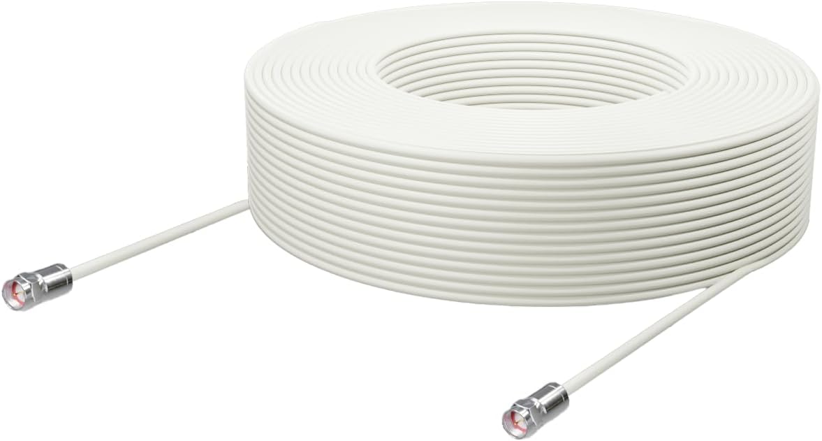 Material Processing Shop Antenna Cable for TV S-4C-FB Coaxial Cable 4K/8K/BS/CS/Terrestrial Digital/BS Digital/CATV Screw Type (F Type) Metal Connector Specifications (Light Gray, 36.5 ft (12 m)