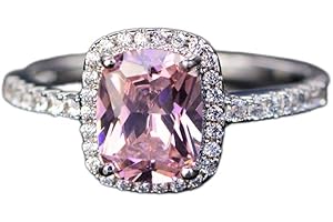 QUSIIOSLK Sterling Silver Pink Ring