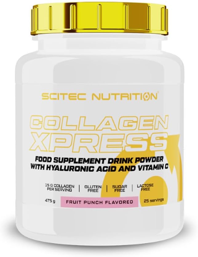 Collagen Xpress – 15g Collagen per Dose – Gluten-Free, Sugar-Free Lactose-Free – with Vitamin C & Hyaluronic Acid, 475 g, Fruit Punch