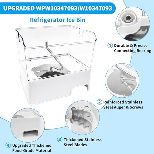 Image of Upgraded WPW10347093 W10347093 Removable Ice Bin Assembly Replacement for W10347100 Ice Container, Compatible with Whirlpool Refrigerator Ice Maker, Fits WRF736SDAM14, WRF736SDAM13 Ice Bucket