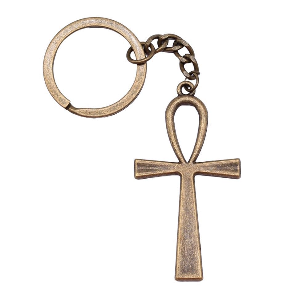 Wysiwyg Unisex A02-1Pcs-52X28mm 1Pcs 52X28mm Life Key Ankh Cross Charms Keyrings Antique Bronze Color Zinc Alloy Ring Size 28Mm
