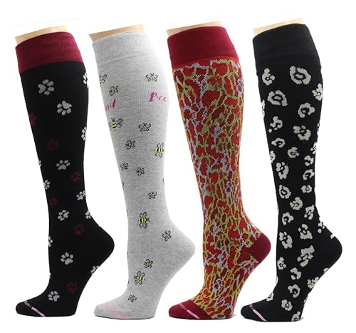 Image of Dr. Motion 4 Pairs Therapeutic Graduated Compression Women's Knee-hi Socks