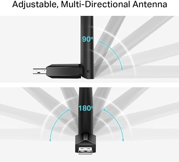 TP-Link Archer T2U Plus WiFi Dongle, WiFi Adapter for PC, AC600 High Gain Wireless, High-Gain Antenna, Dual Band Wireless, USB WiFi Adapter for PC, USB WiFi Dongle, Supports Win/Mac OS X, High-Speed - 3