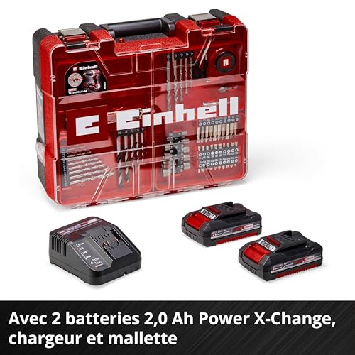 Perceuse visseuse à percussion sans fil Einhell 18V avec 64 accessoires - 6