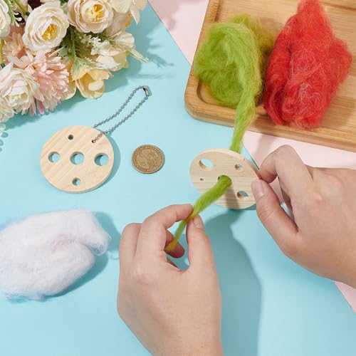 Image of NBEADS 10 Pcs Round Wood Diz for Roving, Spin Roving into Yarn, Hand Spinning, Yarn Spinner, Spindle for Beginners and Advanced (Hole: 12 /10 /7 /5 /3mm)