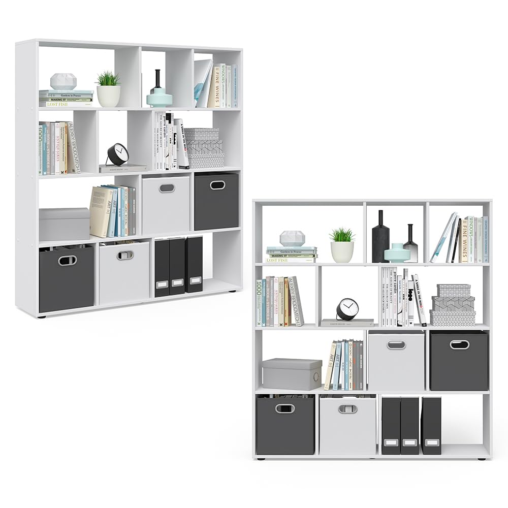 Vicco Raumteiler Pilar, Weiß, 131.6 x 143 cm | zur flexiblen Raumaufteilung und Aufbewahrung von Büchern