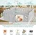MAMIZO Welpenauslauf 60cm Hoch, Laufstall Hund 7+1 PCS Platten, Plastik Welpenlaufstall, Faltbare Hundegitter, Hundezaun mit Tor, Inkl. Saugnäpfe & Erdanker, Hundekäfig für Zuhause und Outdoor, Grau