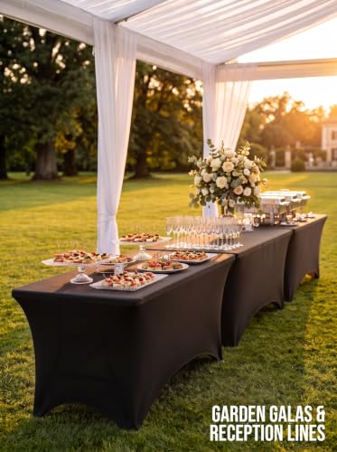 Image of Utopia Kitchen 4Ft 10 Pack, Black Tablecloth for Rectangle Tables - Fitted Table Cloth Washable & Wrinkle Resistant Bulk Event Hospitality Wedding Banquet Corporate Functions Use